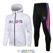 PSG x Jordan Chaqueta Capucha White I + Pantalon Black 2021/2022