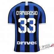 Camiseta Inter Milan Primera Equipacion 33#DAMBROSIO 2019-2020