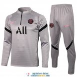PSG Sudadera De Entrenamiento Grey + Pantalon Grey 2021/2022 PSG Sudadera De Entrenamiento Grey + Pantalon Grey 2021/2022