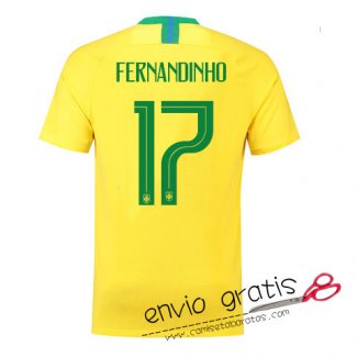 Camiseta Brasil Primera Equipacion 17#FERNANDINHO 2018