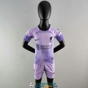 Camiseta Liverpool Ninos Portero Purple 2022/2023