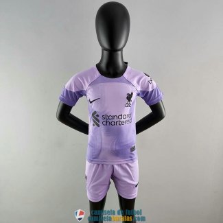 Camiseta Liverpool Ninos Portero Purple 2022/2023