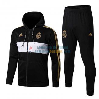 Real Madrid Chaqueta Capucha Black White + Pantalon 2019-2020