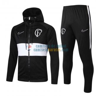 Corinthians Chaqueta Capucha Black White + Pantalon 2019-2020