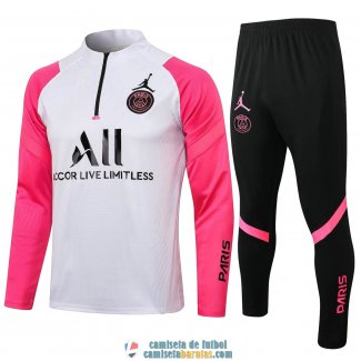 PSG x Jordan Sudadera De Entrenamiento White Pink + Pantalon Black 2021/2022