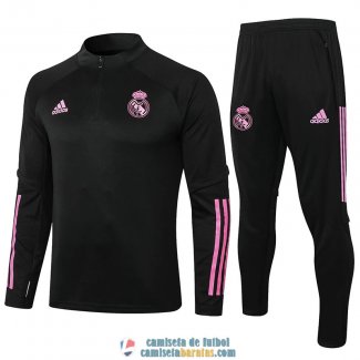 Real Madrid Sudadera De Entrenamiento Black + Pantalon Black 2020/2021