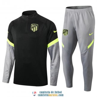 Atletico De Madrid Sudadera De Entrenamiento Black Grey + Pantalon 2020/2021