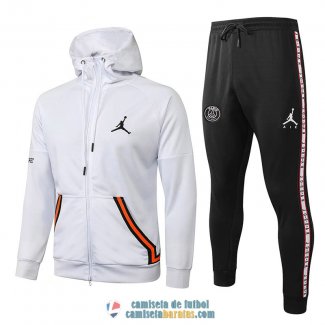 PSG x Jordan Chaqueta Capucha White Orange + Pantalon 2020/2021
