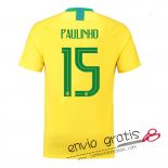 Camiseta Brasil Primera Equipacion 15#PAULINHO 2018