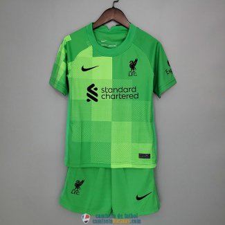 Camiseta Liverpool Ninos Portero Green 2021/2022