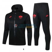 AS Roma Chaqueta Capucha Black + Pantalon Black 2019-2020