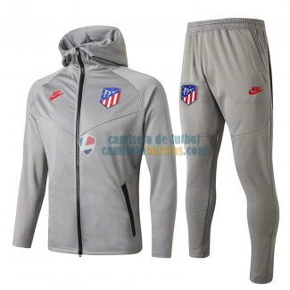 Atletico De Madrid Chaqueta Capucha Grey + Pantalon 2019-2020