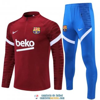 Barcelona Sudadera De Entrenamiento Red + Pantalon Blue 2021/2022