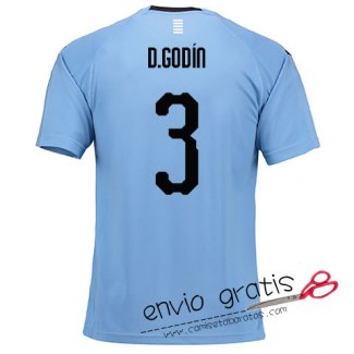 Camiseta Uruguay Primera Equipacion 3#D.GODIN 2018