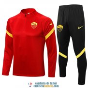 AS Roma Sudadera De Entrenamiento Red + Pantalon Black 2021/2022