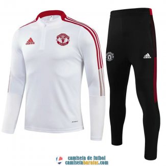 Manchester United Sudadera De Entrenamiento White III + Pantalon Black 2021/2022