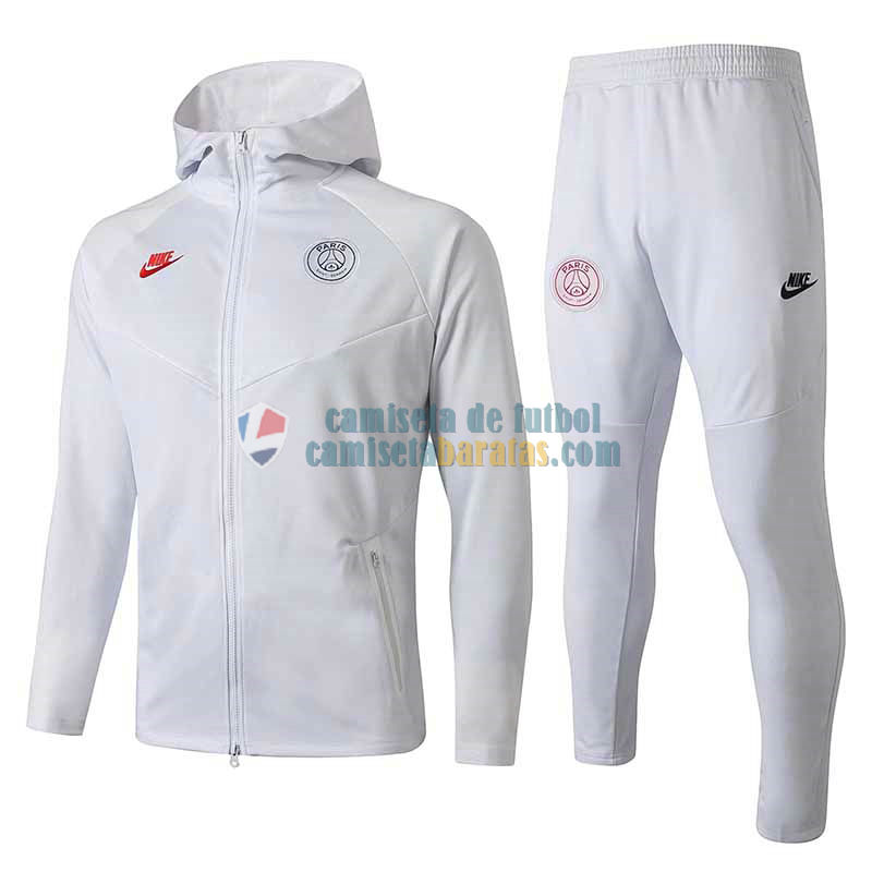 PSG Chaqueta Capucha White + Pantalon 2019-2020 PSG Chaqueta Capucha White + Pantalon 2019-2020